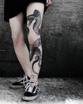 Blackwork Inspiration Inkstinct Snake tattoo design, Leg tat