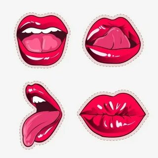 Glossy Red Lips Sexy And Sensual Sticker Character Design Se
