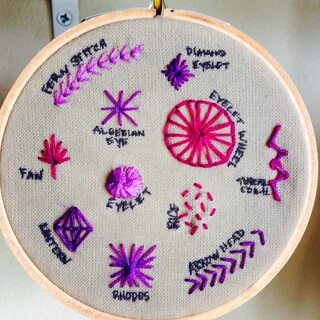 Embroidered circles in straight stitch Fiber Arts Embroidery