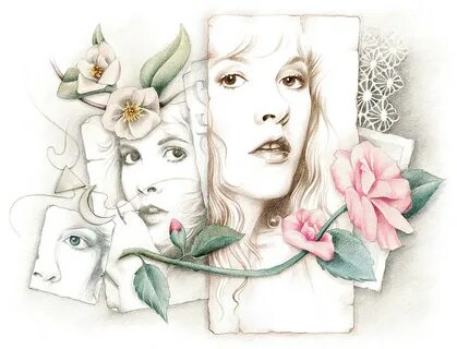 Some Lace and Paper Flowers Drawing by Johanna Pieterman Pix