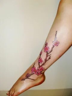 Leg Sleeve Cherry Blosoom Tattoo