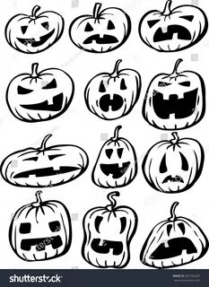 Whiteboard Drawing Set Halloween Pumpkins Stok Vektör (Telif