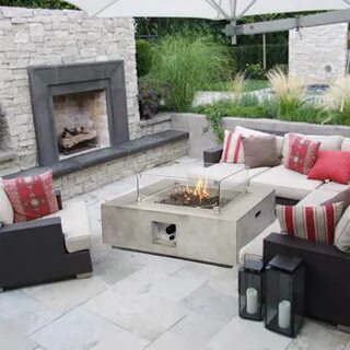 Peaktop Outdoor Garden Patio Square Gas Fire Pit Wth Glass S