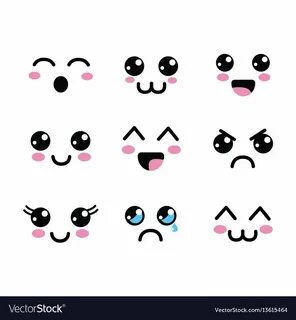 Kawaii faces eyes icon Royalty Free Vector Image Cute cartoo