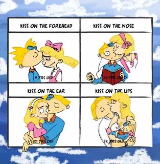 Arnold and Helga Fan Art: Through Time -Cute Kiss Meme- Hey 