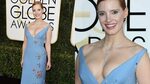 Jessica Chastain Nice Big Boobs At The Golden Globes 2017 - 
