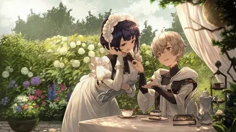 Download 1280x720 Anime Boy And Maid, Cute, Desert, Romantic