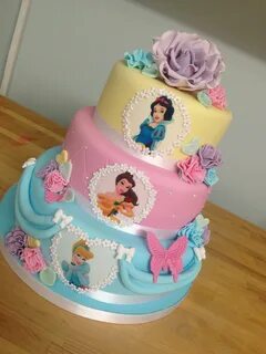 3 tier pastel princess cake with handmade rose Princess birt