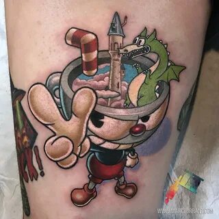 Cuphead drawn and tattooed by me, Marc Durrant, for a client