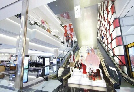 Department Store, Uijeongbu, South Korea - Visual merchandising at escalato...