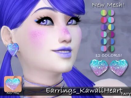 The Sims Resource - Ts4 Taty_Earrings_KawaiiHeart