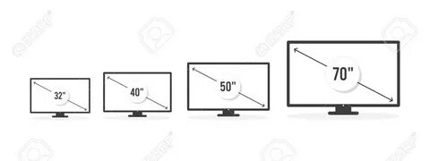 Smart TV Icon Set. Diagonal Screen Size In 32, 40, 50 And 70