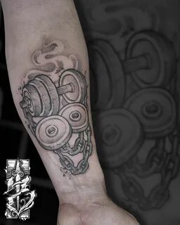 Tattoo Zincik - Gym tattoo dumbbell chain blacktattoo, tetov