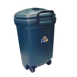 Trash Can 32 Gal Finger Print Resistant Brownstone with Whee