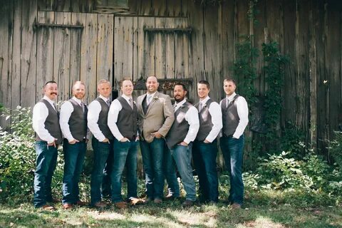 Dark Jean and Vest Groomsmen Attire Wedding groomsmen attire
