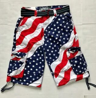 Купить NEW MEN'S FOCUS AMERICAN FLAG CARGO SHORTS SIZE: на А