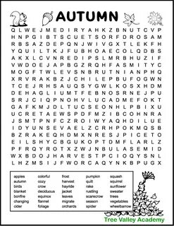 Printable Fall Word Searches for Kids - Tree Valley Academy