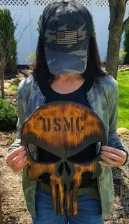 USMC Wood Punisher Skull Wall Hanging en 2020 Disenos de una