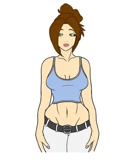 Animated cartoon clothed woman with boobs bouncing