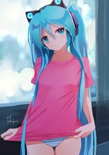 Safebooru - 1girl artist name blue eyes blue hair cat ear he