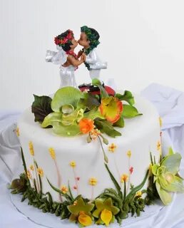 W580 - Hawaiian Greens Wedding cake pictures, Hawaiian weddi