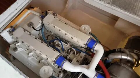 Pair Cummins VTA903 Marine Engines - Prior to take out - You