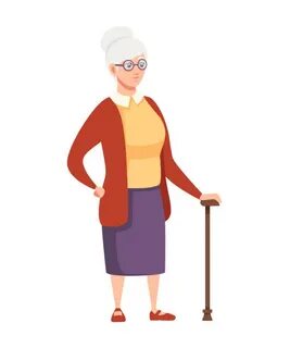 Cartoon Of The Old Lady With Cane Сток видеоклипы - iStock