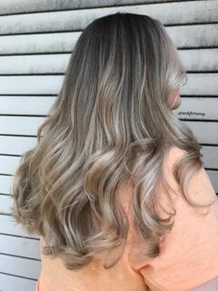 Cool blonde balayage with root smudge by @askforamy Hair col