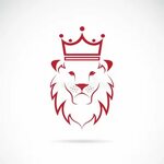 Vector image of an lion crowned. On white background , #ad, 