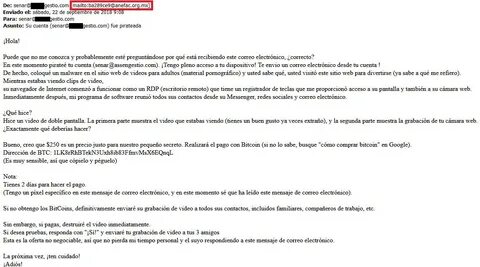 Continúan los intentos de extorsión por email, ahora con cor