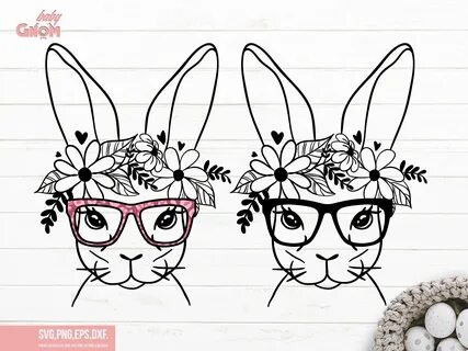 Rabbit Face SVG Easter Bunny Leopard Glasses Bunny Svg - Ets