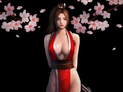 Скачать обои Девушка, Минимализм, Сакура, Арт, Mai Shiranui,