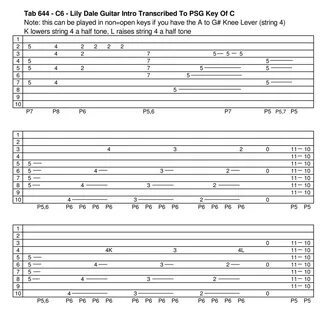 Lily Dale Guitar Intro Transcribed To C6 PSG : The Steel Gui