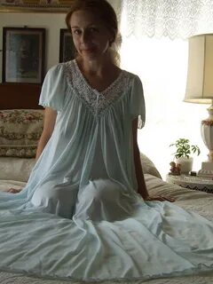 Miss Elaine Pale Blue Short Sleeved Nightgown 4 Miss Elain. 