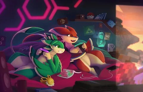 Videogame Night: Commission for Hexthegon (old art) by Mikap