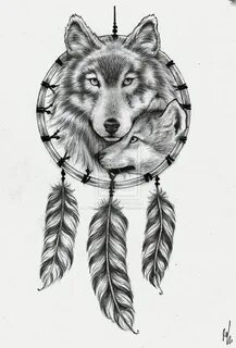 Dream catcher tattoo design, Wolf dreamcatcher tattoo, Wolf 
