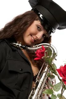 Security Guard with Saxophone Stock Photo - Image of girl, m