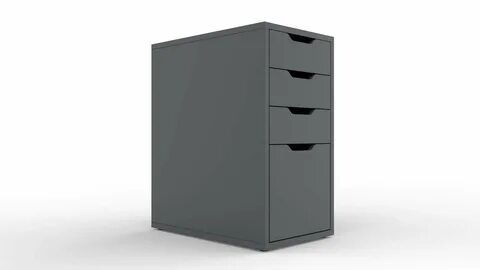 Ikea ALEX Drawer Unit Gray with 4 Drawers - 3D Model by rzo