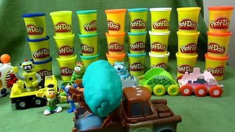 Yo Gabba Gabba Train brings Play Doh Surprise Eggs! Where is