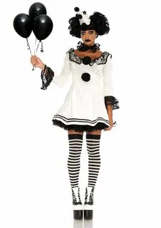Buy Leg Avenue Women's Black and White Sad Pierrot Clown Cos