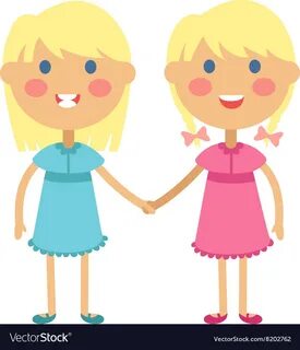 Twins happy kids holding hands boy and girl Vector Image