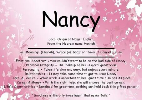 Nancy Name Meaning Nancy name, Meaning of your name, Names with meaning.