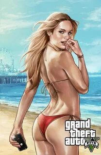 Арт с блондинкой на пляже из GTA V - Картинки и авы