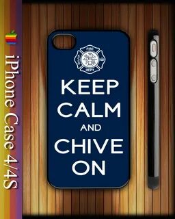 The KCCO Keep Calm and Chive On Fire Fighter Logo Blue Backg