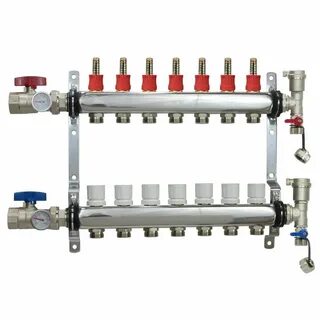 7 Loop/Port Stainless Steel PEX Manifold Radiant Heating w/ 