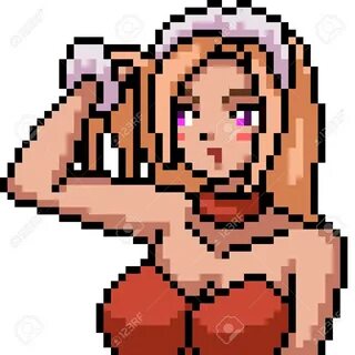 vector pixel art anime girl isolated cartoon - 102934111.