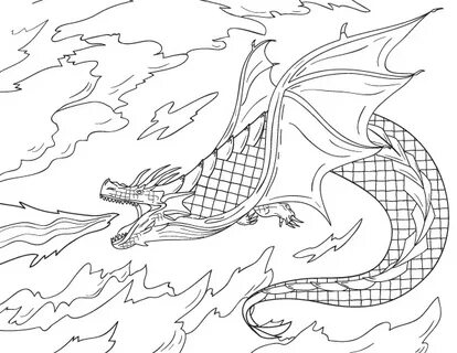 Free printable fire-breathing dragon coloring page. Download