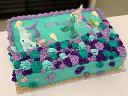 Mermaid Sheet Cake Mermaid birthday cakes, Baby first birthd