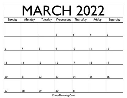 Printable March 2022 Calendar Free Templates