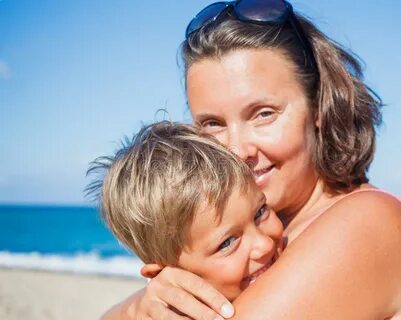 Mother and Her Son at Beach Stock Image - Image of child, oc